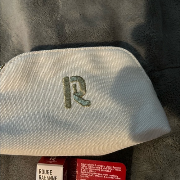 Rabanne White Cosmetic Pouch with Embroidered Logo - Picture 2 of 5